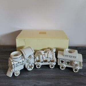 Mikasa Holiday Elegance Porcelain Train Set Candle Holders NIB
